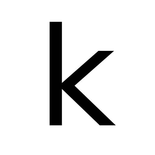 Cropped black lowercase k on white